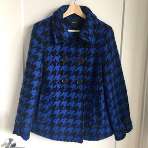 Express Houndstooth Plaid Pea Coat Size S